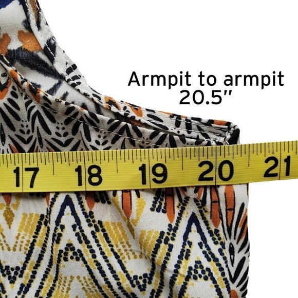 SPENSE Retro Printed Longline Tunic High Low Hem with Deep Vents Size L - Picture 8 of 10